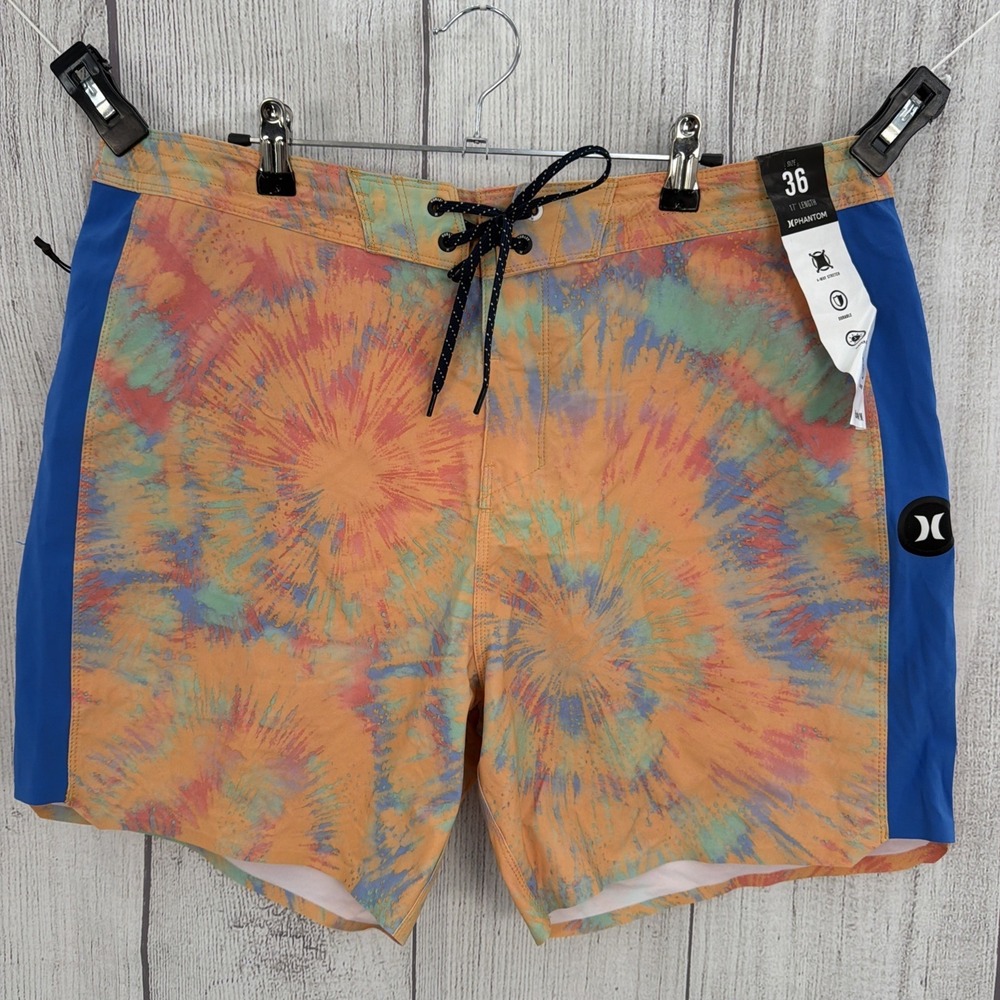 Hurley Boardshorts Mens 36 Tie Dye Burst Phantom Sidewinder 17" Swim Trunks